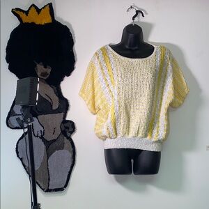 Koret Yellow and White Textured Top